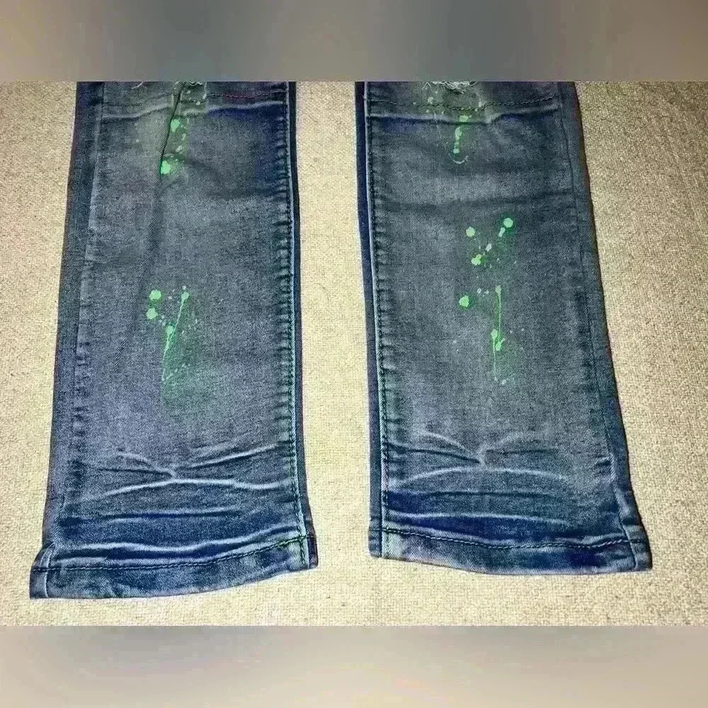 M. Society Mens Jeans Size 34x32 Skinny Fit Distressed Grunge Hip Hop B0060